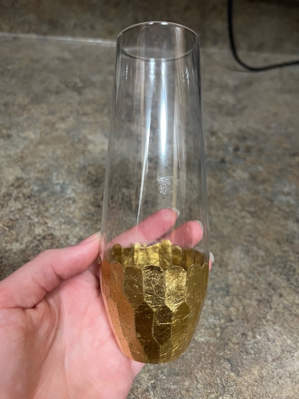 Gold-Accent Clear Champagne Flute - Luxe Stemware